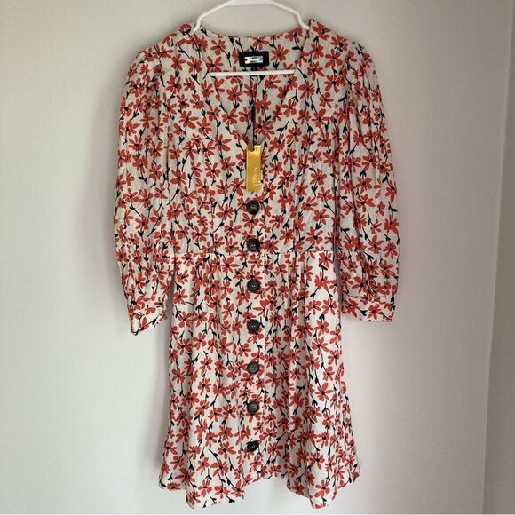 Alexia Admor Women’s V Neck floral button down short sleeve dress NWT size 2! 😍 - Picture 4 of 14